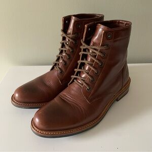 Brown Leather Lace-Up Boots